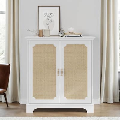 Rattan Decorated Door Sideboard Buffet Liquor Storage Cabinet, Kitchen Buffet Storage Cupboard, Console Table Cabinet.