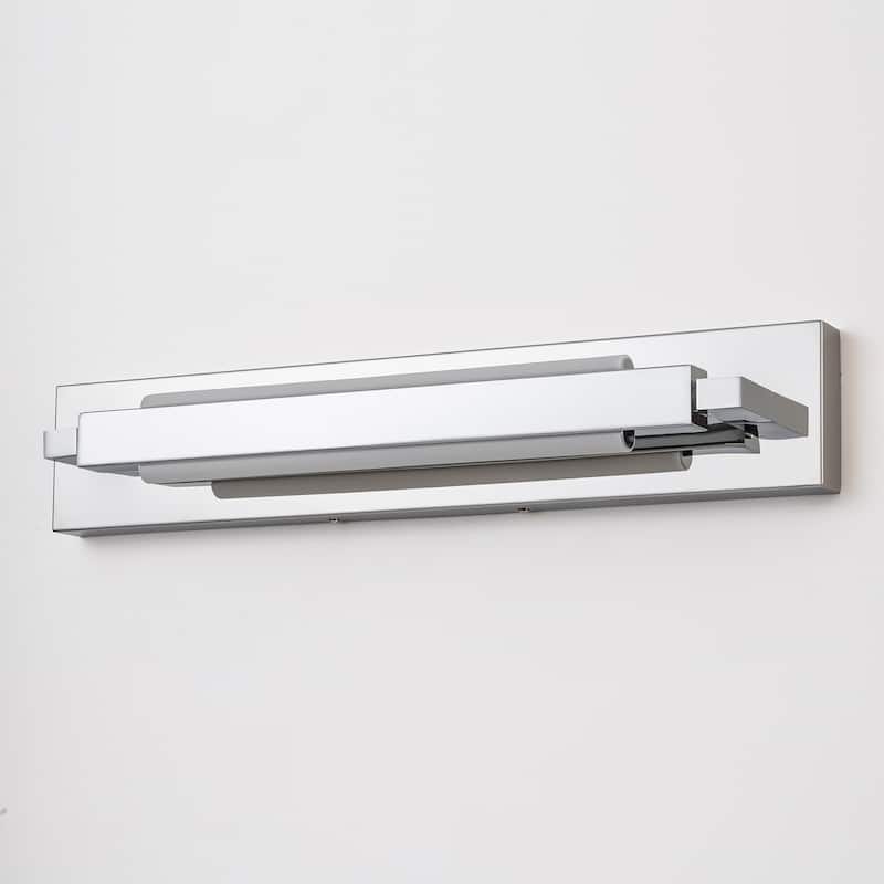 1-Light Modern Linear Chrome/Black Adjustable Integrated LED Bathroom Vanity Light - 4.3 in. W x 23.6 in. H x 4.5 in. D
