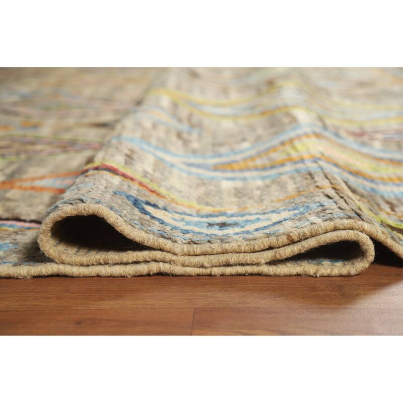 Multi-Color Geometric Moroccan Oriental Rug Hand-Knotted Wool Carpet - 7'0" x 9'7"