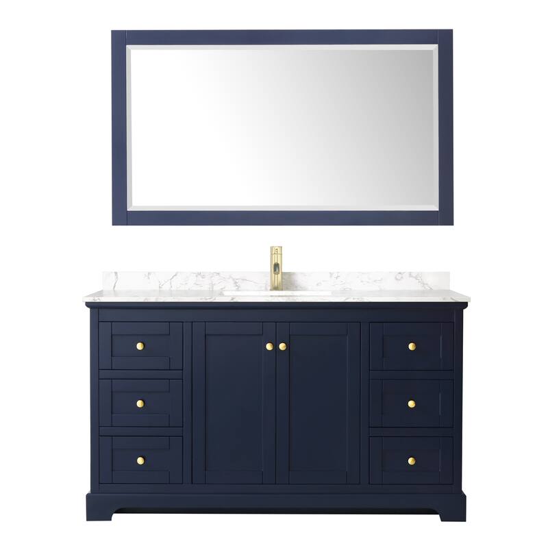 Avery 60 Inch Single Vanity, Cultured Marble Top, 58 Inch Mirror