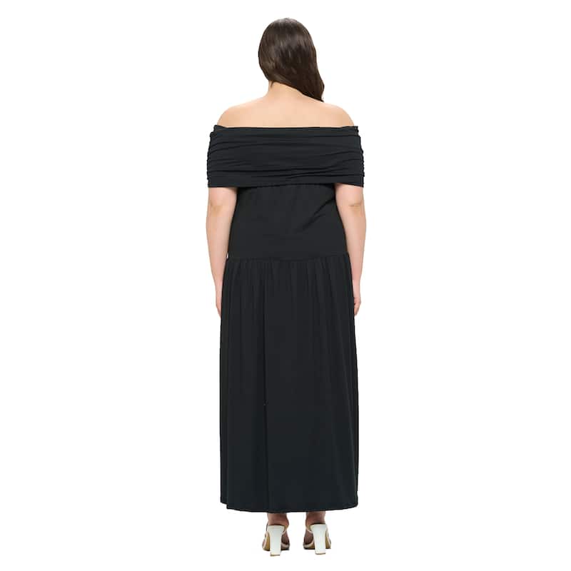 L I V D Women's Plus Size Hayek Off Shoulder Maxi Dress