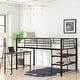 preview thumbnail 1 of 7, Twin Size Metal Loft Bed with 1 Rolling Desk and 2 Shelves, Black