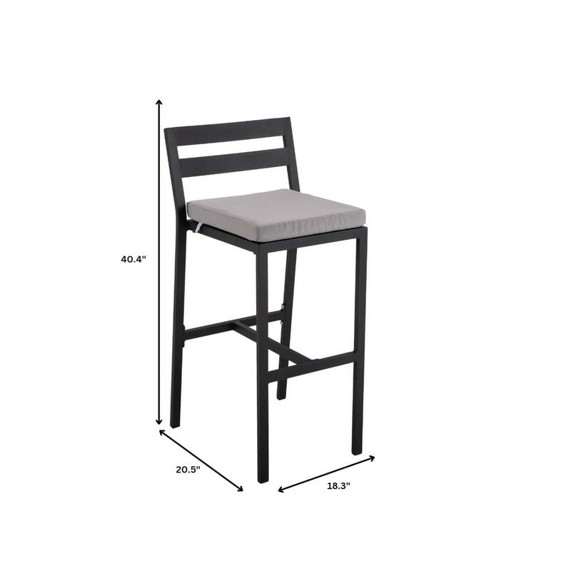 Chelsea Patio Bar Stool in Powder-Coated Aluminum Frame with Removable Cushion