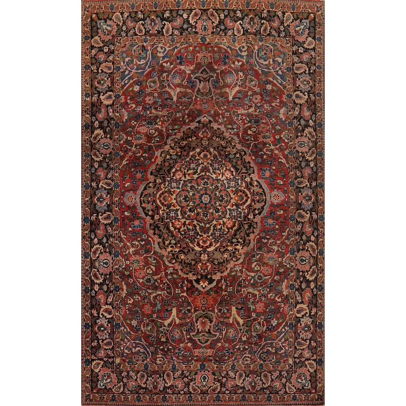 Hand Knotted Oriental 100% Wool Carpet Traditional Floral Red Bakhtiari Area Rug - 9' 11'' X 6' 9''