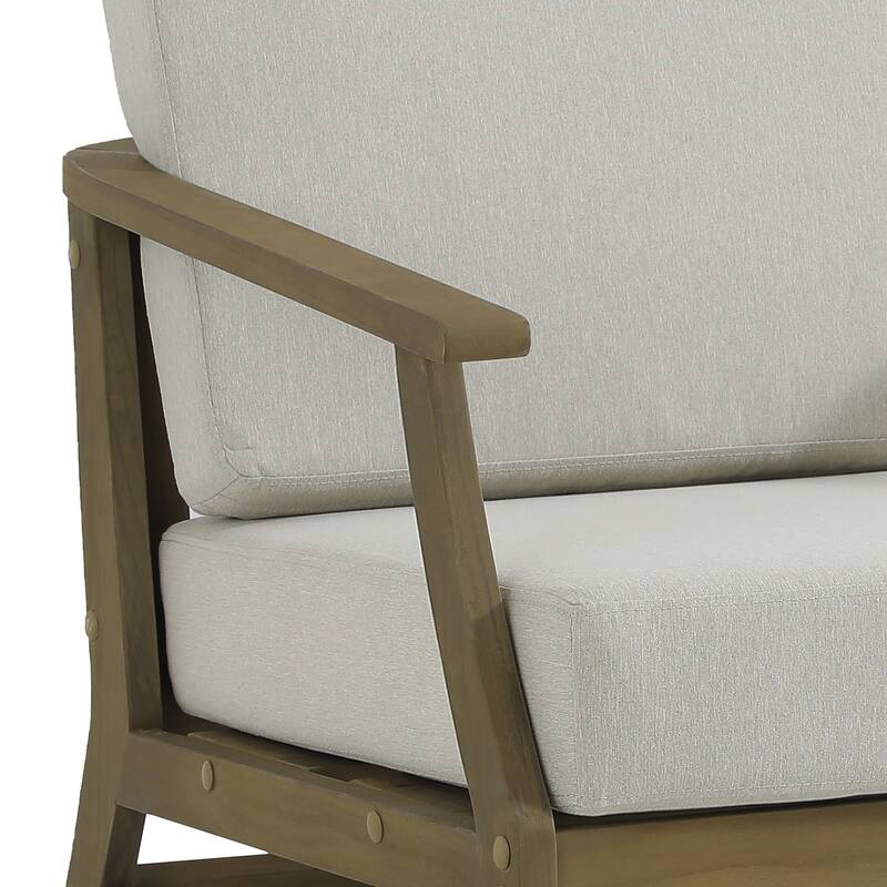 Teak Outdoor Patio Club Chairs Loveseat with Cushions