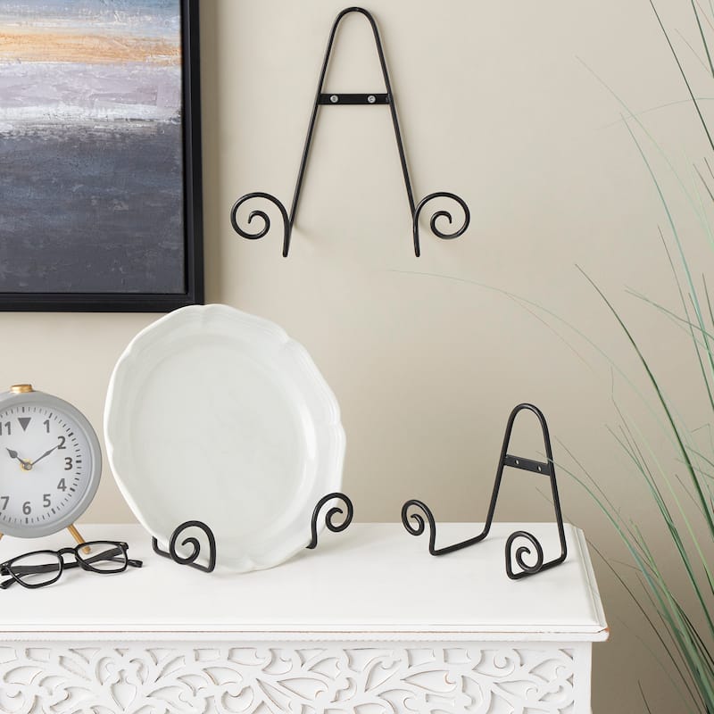 Black Metal Hanging Wall Rack Scroll Display Easel (Set of 3) - Black