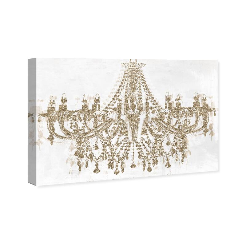 Wynwood Studio Canvas Fashion Glitz and Glam Gold Glitter Chandelier White and Modern & Contemporary Wall Art Canvas Print