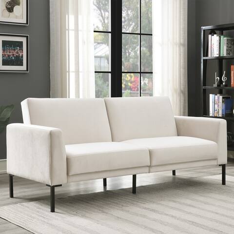 82 inch Velvet Upholstered Modern Convertible Folding Futon Sofa, Loveseat with 3 Adjustable Positions for Living Room