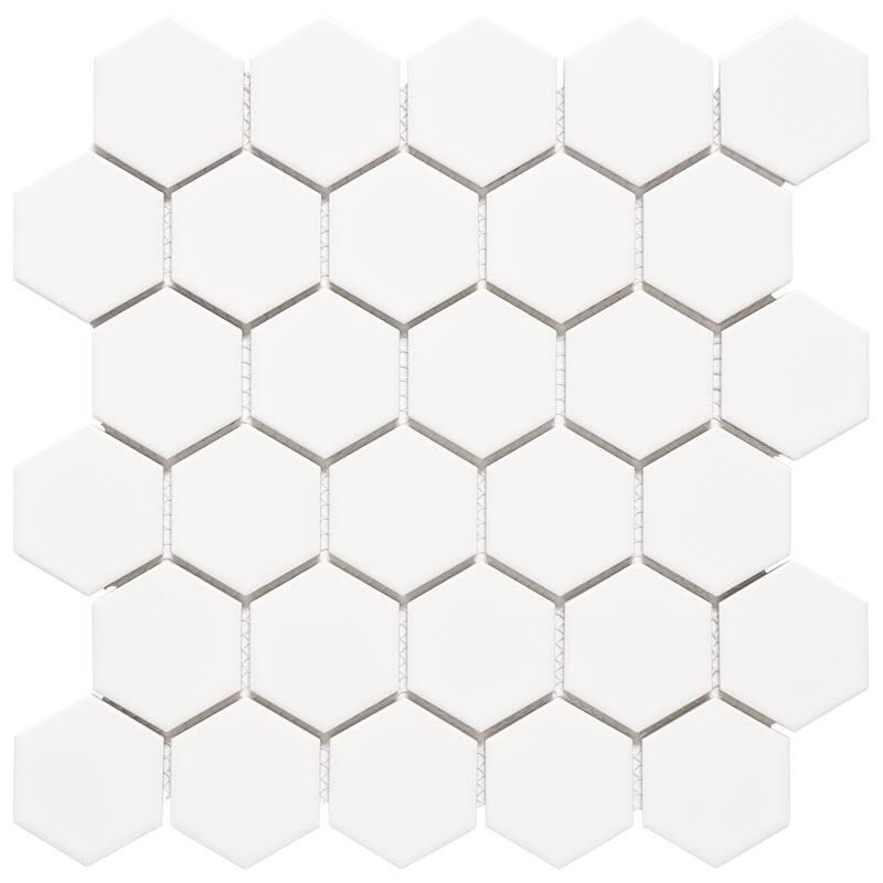 Rivonia 2" x 2" Honeycomb Matt Porcelain Mosaic Tile - 5 Sheets (4.10 sf) - White
