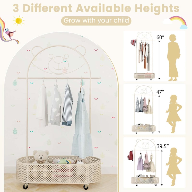 Costway Kid Clothes Rack with 3 Adjustable Heights Home Freestanding - See Details