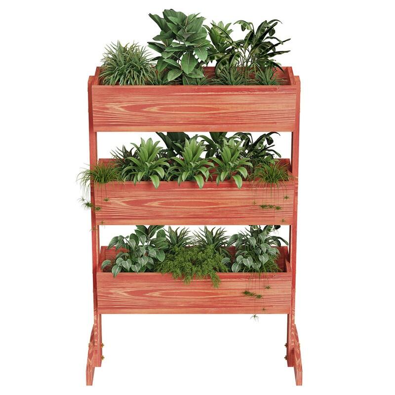 Vertical Raised Garden Bed with 3 Containers, Elevated Freestanding Herb Planter Box Growing Vegetable, Strawberry, Flower