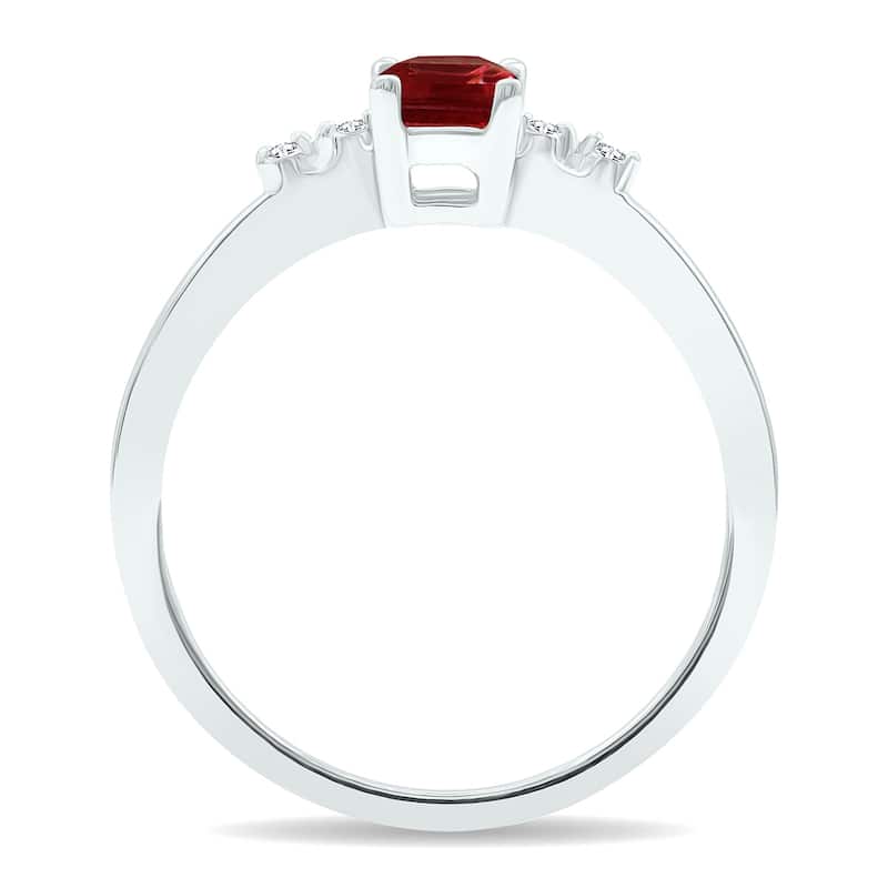 Women's Garnet and Diamond Sparkle Ring in 10K White Gold