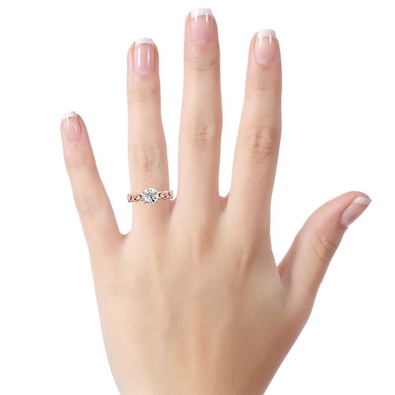 Auriya 14k Gold 1/2ctw Vintage Solitaire Moissanite Engagement Ring