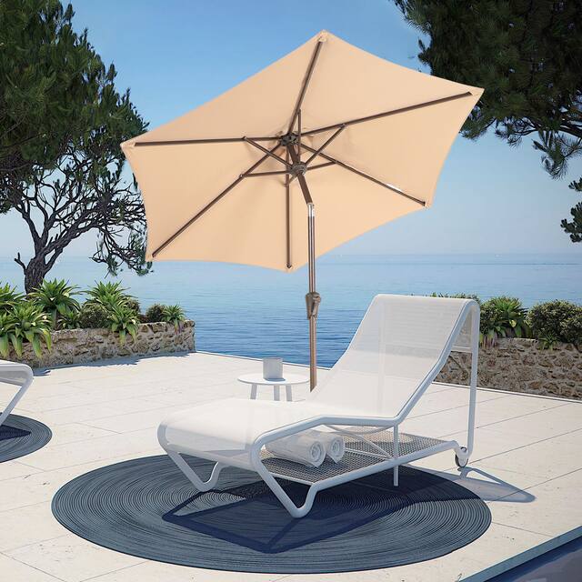 7.5Ft Patio Market Umbrella with Crank and Tilt - Beige