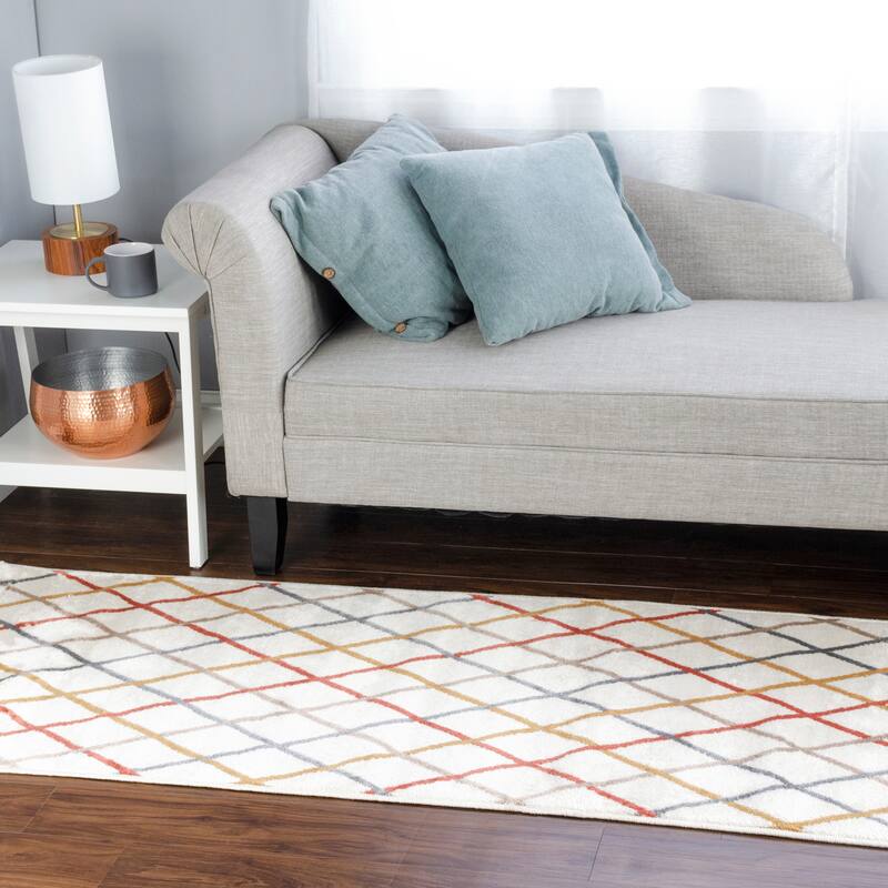 Superior Modern Geometric Diamond Trellis Indoor Area Rug