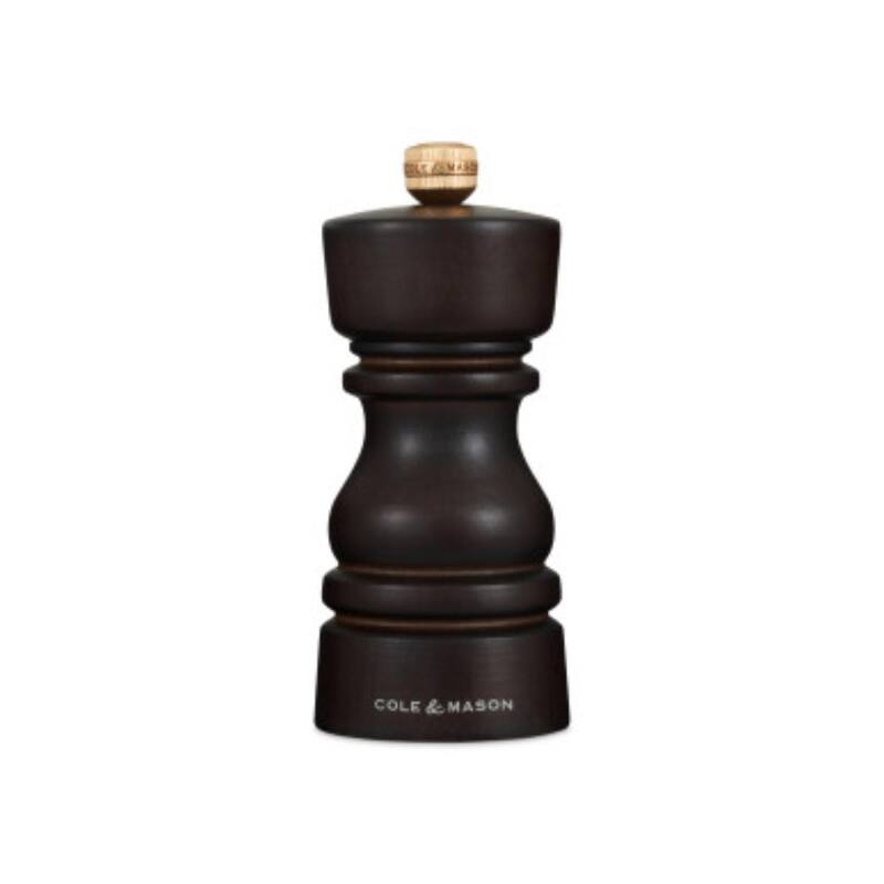 Cole & Mason London Chocolate Wood Pepper Mill 5" - Adjustable Grind, Carbon Steel Mechanism