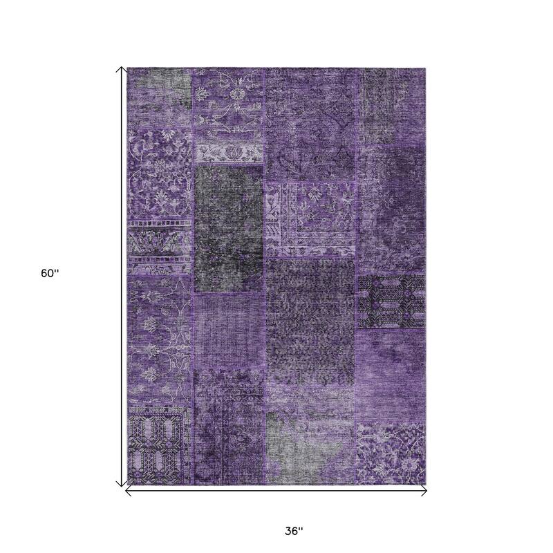 HomeRoots Patchwork Transitional Rectangle Outdoor Rug