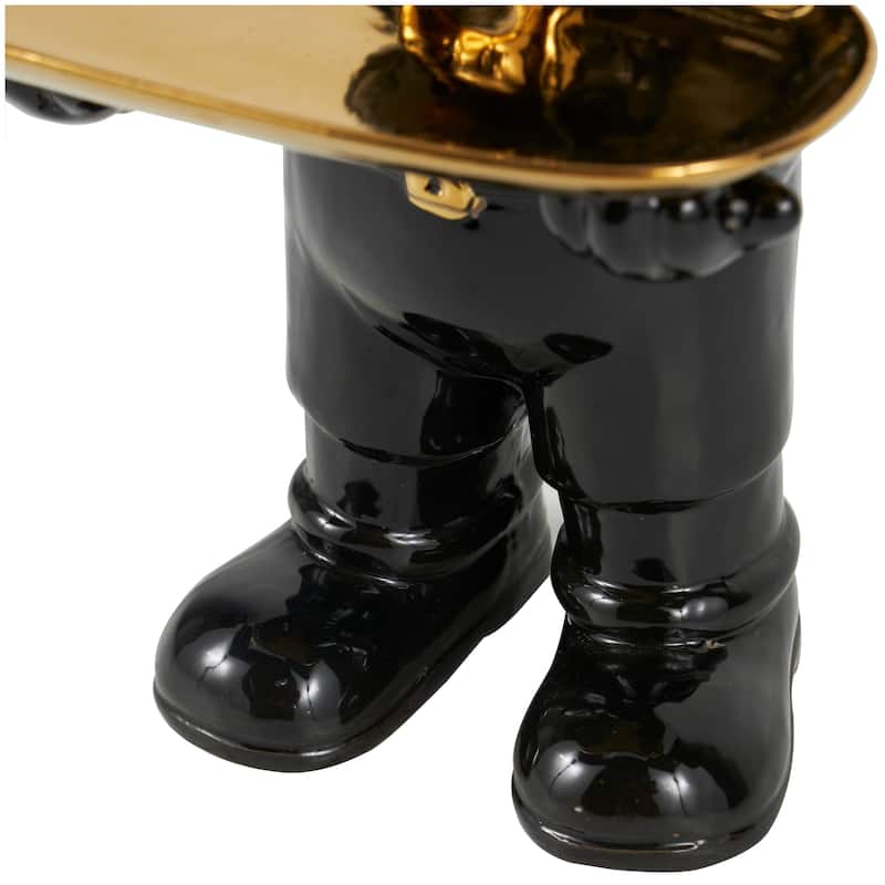 Black or White Ceramic Bulldog Sculpture with Gold Accents