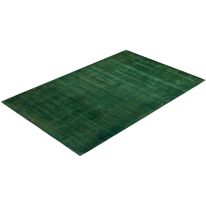 Overdyed One-of-a-Kind Hand-Knotted Area Rug - Green - 6' 1" x 9' 5"
