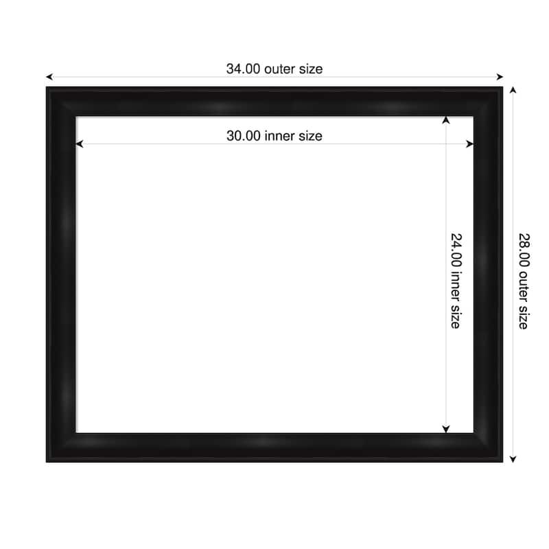 Amanti Art Grand Black Narrow Framed Dry Erase Magnetic Board - 34 x 28 in