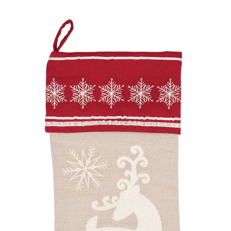 Christmas Deer With Snowflakes Stocking - 8.5" x 20"