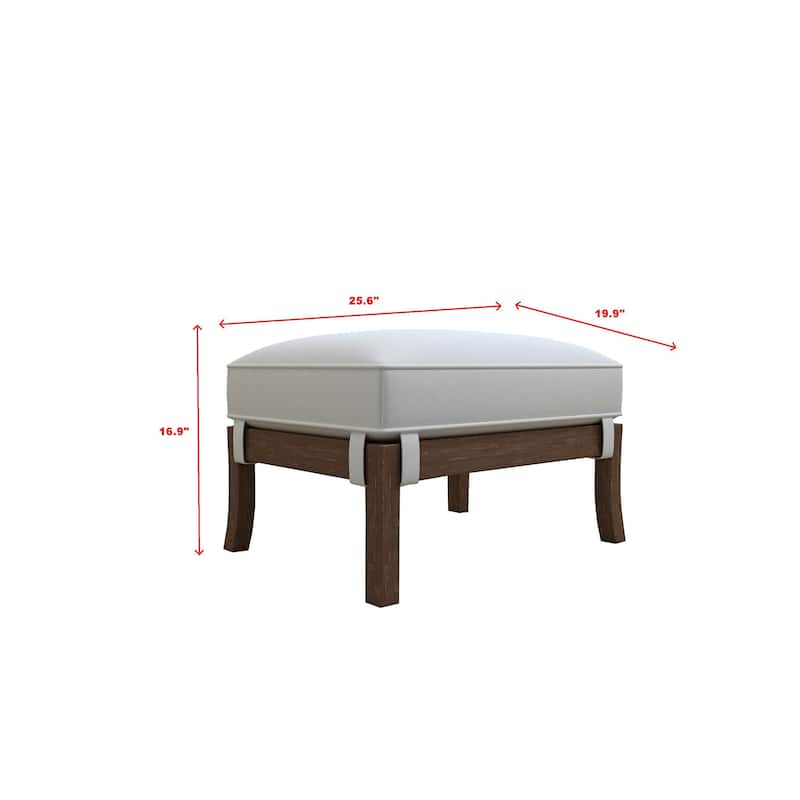 Kester 20-Inch Solid Rectangle Ottoman - White Fabric