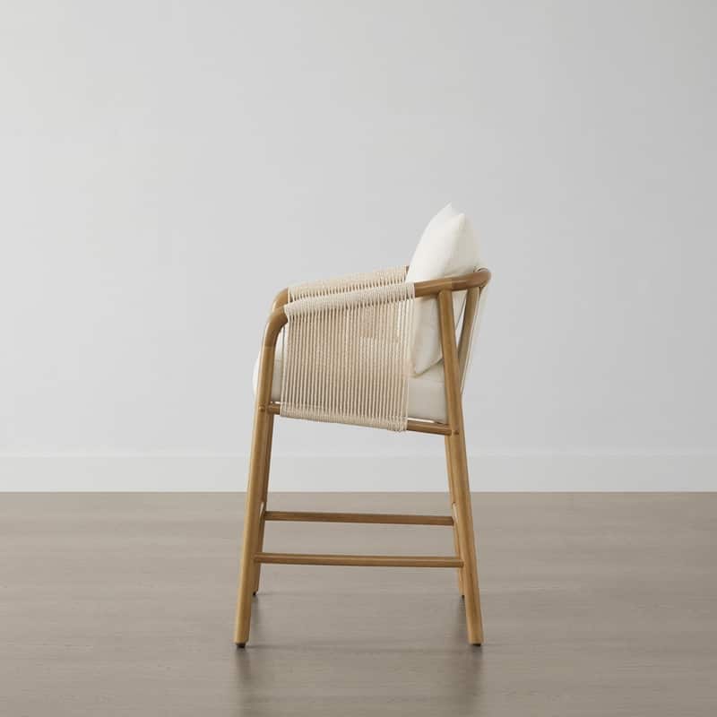 Lynn Counter Height Bar Stool with Braid Wood Arm Set of 2
