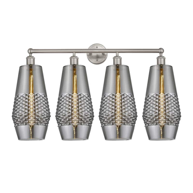 Innovations Lighting Windham - 4 Light 34" Bath Vanity Light - Smoked/Satin Nickel