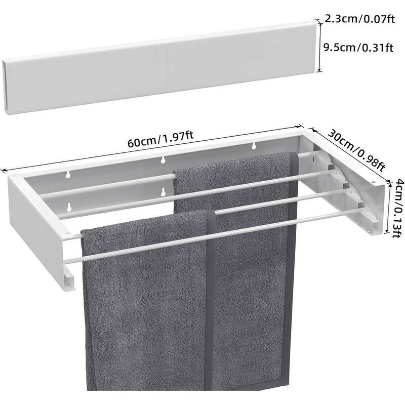 Collapsible Wall Mounted Drying Rack - 23.6" Wide