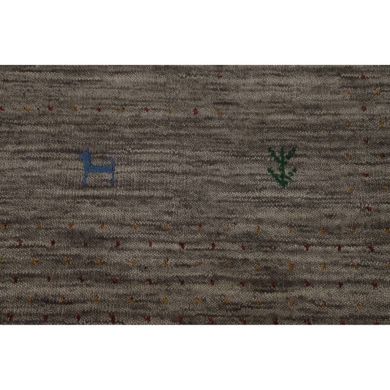 Hand Knotted Oriental 100% Wool Carpet Tribal Stripe Greys & Charcoal Gabbeh Area Rug - 8' 0'' X 5' 4''