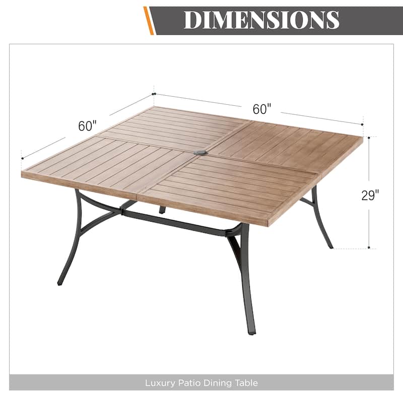 Metal Outdoor Dining Set for 8 with Square Table & Heavy-Duty Padded Fixed and Swivel Chairs, Patio Furniture Set (Beige)