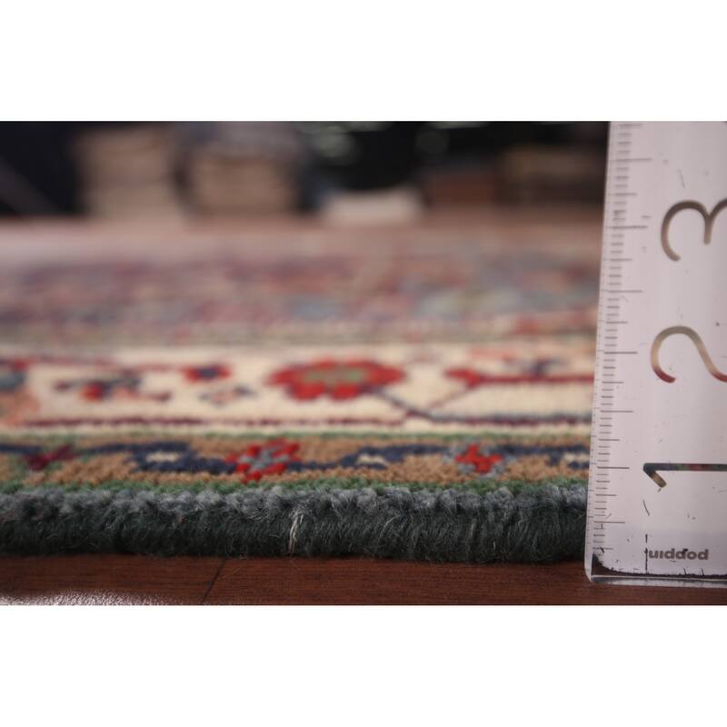 Light Blue Geometric Heriz Serapi Rug Hand-Knotted Wool Carpet - 4'0" X 6'0"