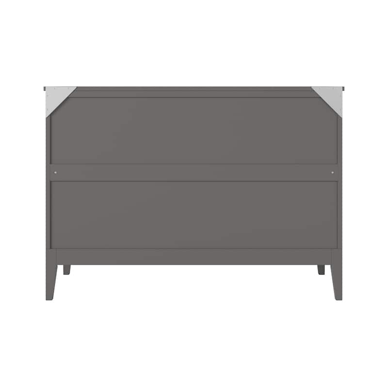 Full Murphy Bed Chest with Mattress & USB Charger - Space Saving Bed, Grey Finish - Renaissance Revival