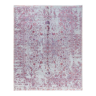 Ikat One-of-a-Kind Hand-Knotted Area Rug - Gray, 8' 1" x 10' 0" - 8' 1" x 10' 0"