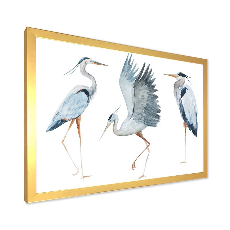 Designart "Heron Birds II" Traditional Framed Art Print