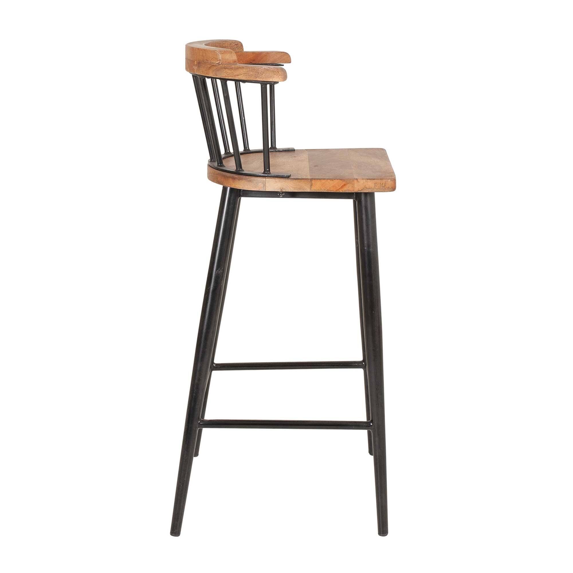 Natural Solid Mango Wood And Black Iron Bar Stool by East at Main On Sale Bed Bath & Beyond