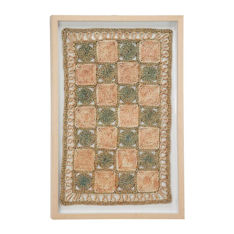 Large Rectangular Shadow Box w/ Checkerboard Rope Abstract Wall Art 22 x 34 - 22 x 2 x 34