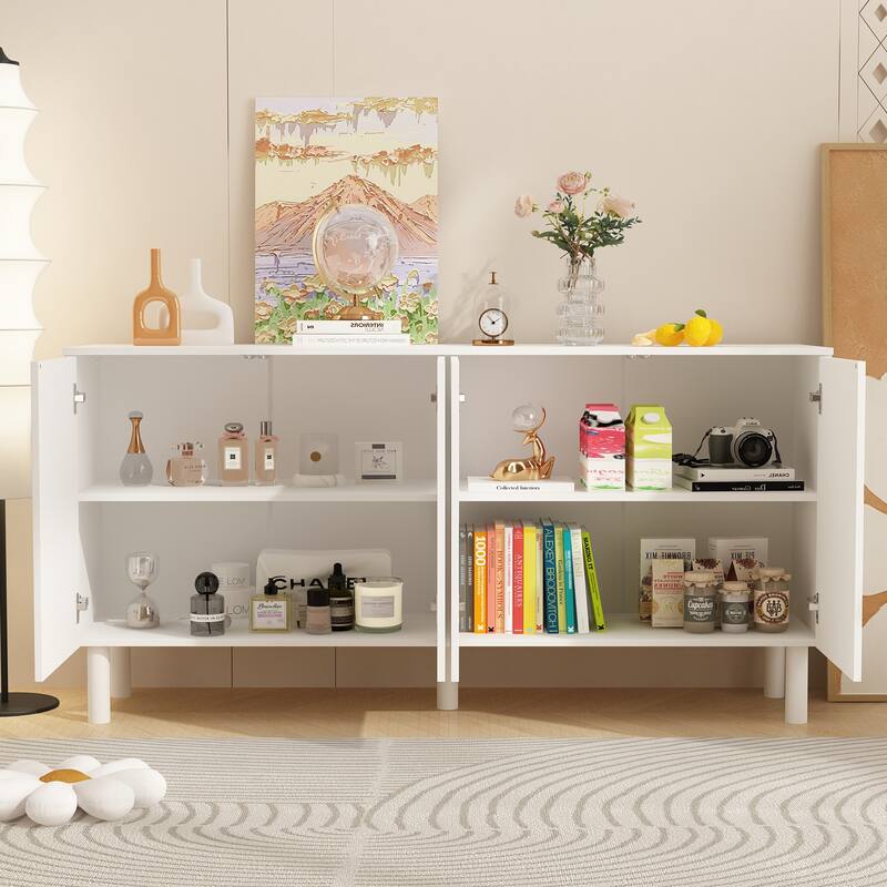 Storage Sideboard Cabinet with 4 Doors Buffet Sideboard End Table - 63.2"W