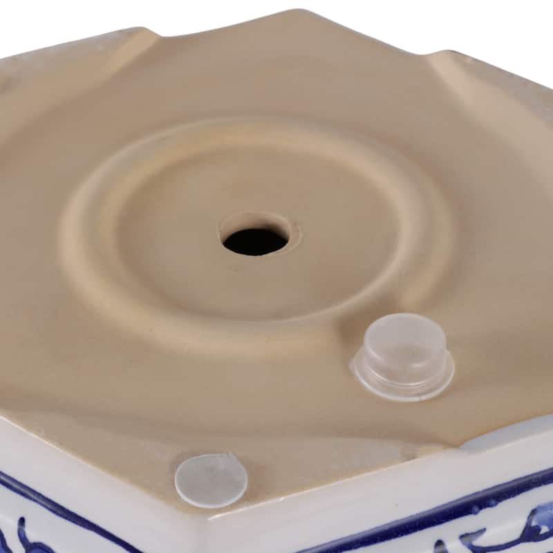 Stoneware Saucer Planters Attached Base for Home Garden (Set of 2)