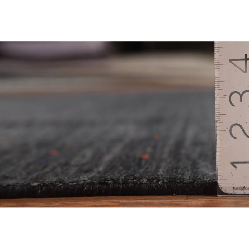 Charcoal Gabbeh Oriental Area Rug Hand-Knotted Silk Carpet - 8'10" x 11'9"