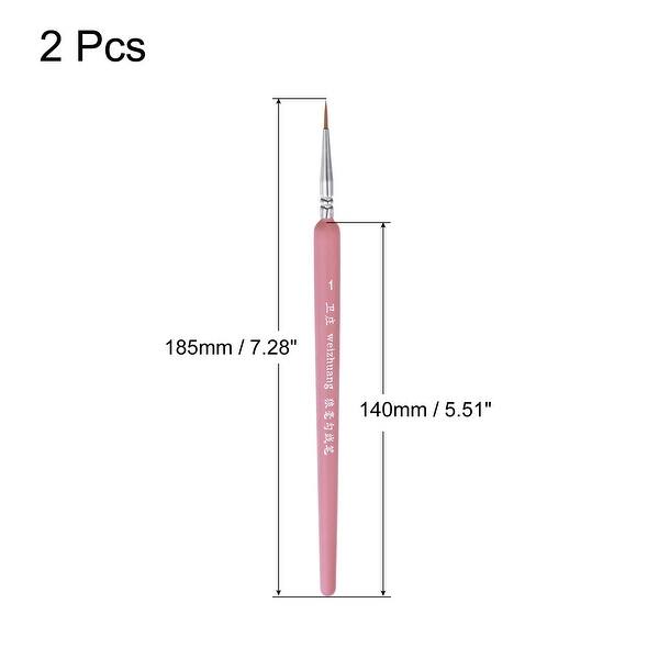slide 3 of 6, Detailing Paint Brush 0.39" Bristle Length with Pink Wood Handle 2Pcs Pink