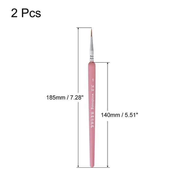 slide 3 of 6, Detailing Paint Brush 0.39" Bristle Length with Pink Wood Handle 2Pcs Pink