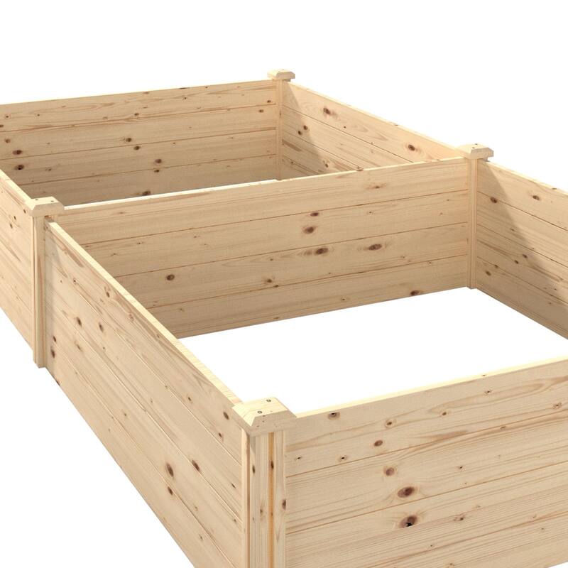 VEIKOUS Natural Wood Raised Garden Bed, Outdoor Planter Box for Vegetables, Flowers, Herbs, Natural Brown