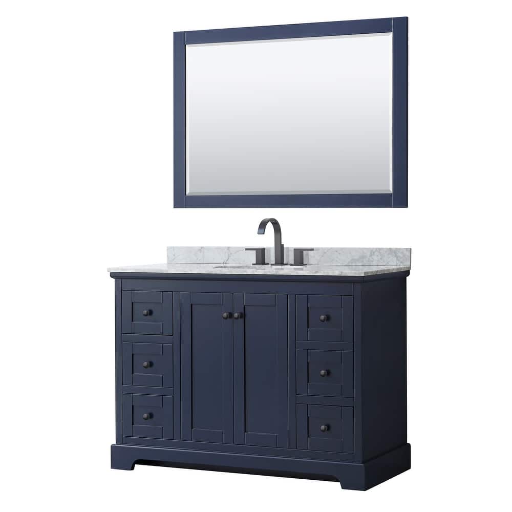 Avery 48-inch Single Vanity, Marble Top, Oval Sink, 46-inch Mirror