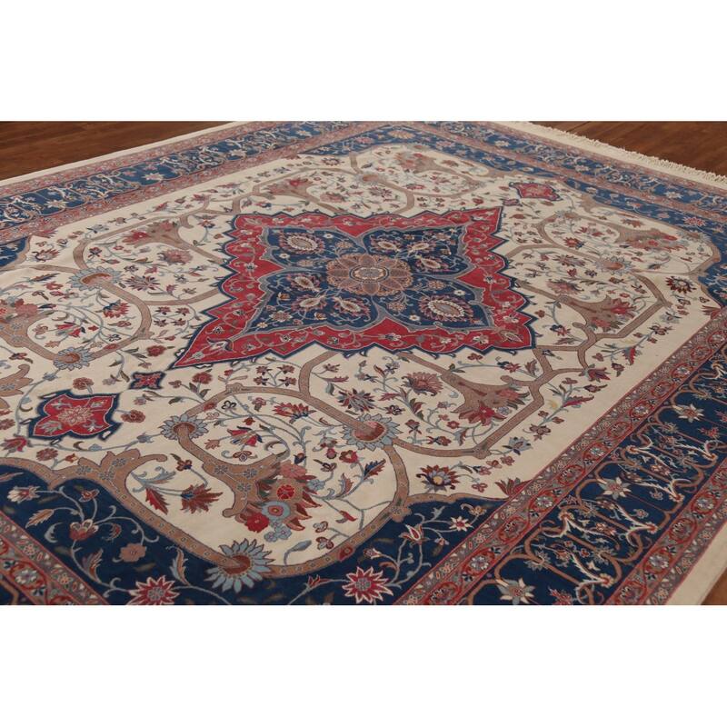 Vegetable Dye Aubusson Chinese Area Rug Beige Hand-Knotted Wool Carpet - 9'1"x 12'3"