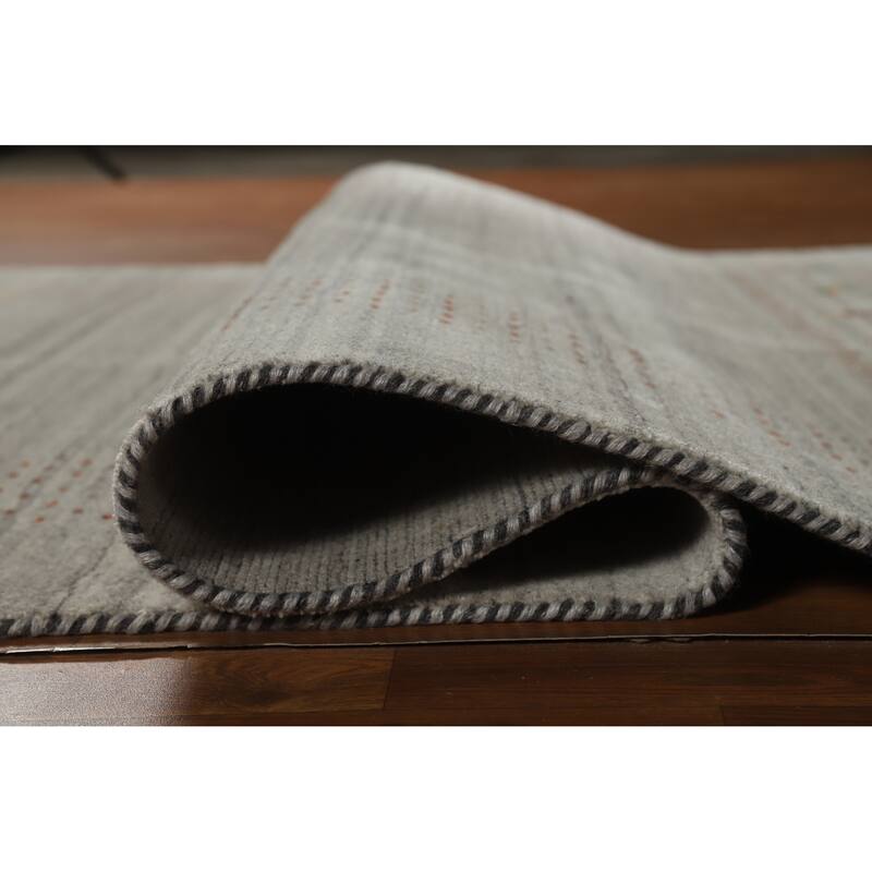 Hand Knotted Oriental 100% Wool Carpet Tribal Animal Pictorial Greys & Charcoal Gabbeh Area Rug - 7' 10'' X 5' 1''