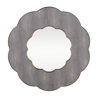 Varaluz Scallop Wall Mirror - Gray Shagreen/Weathered Brass