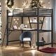 preview thumbnail 2 of 24, Industrial Modern Twin Size Loft Metal & MDF Bed with Built-in Desk and Shelf, Sturdy Construction & Safety Guaranteed, Black