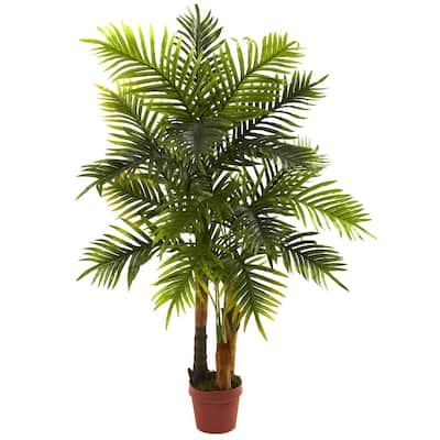 Realistic Palm Tree Decor 4ft - Island Interiors Artificial Tree for Home Office Living Room - 4ft.
