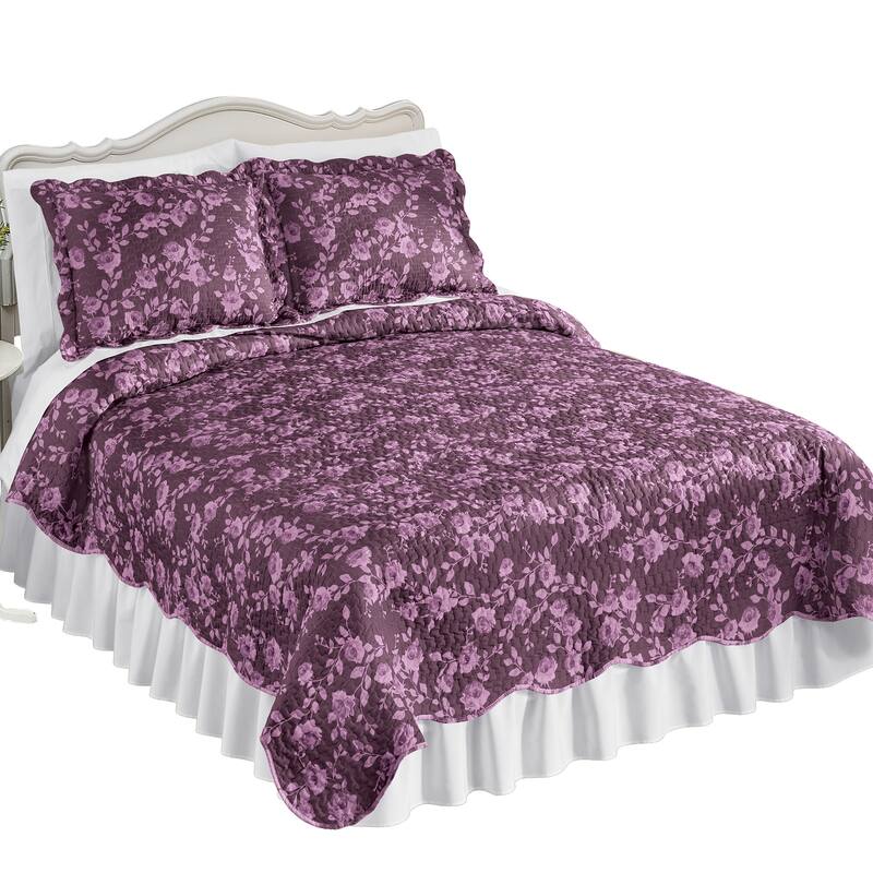 Unique Rose Reversible Scalloped Edge Quilt